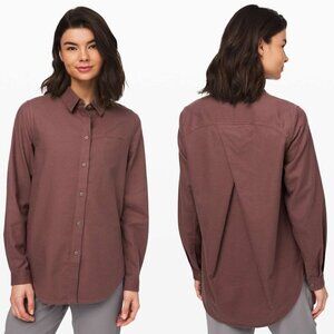 Lululemon Full Day Ahead Shirt Antique Bark Cotton Flannel Button Up